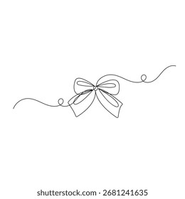 Ribbon  tied bow icon   continuous one line drawing of outline vector illustration