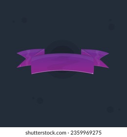 Ribbon Top Badge Element Reward Winner Advertising Banner UI Game GUI Cute Colorful Purple  Cartoon Vector Design