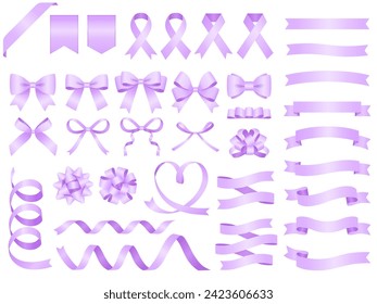 Ribbon treatment illustration set purple
