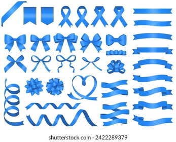 Ribbon treatment set illustration blue