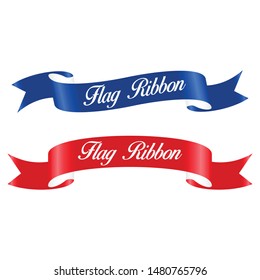 Ribbon with two colors red and blue and white background