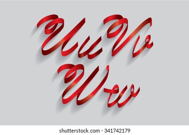 Ribbon Typography/font/typeface U,v,w Vector