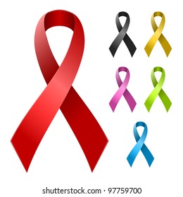 Ribbon in various colors prepared for easy color changes with shadows separated