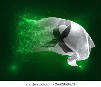 Ribbon, vector 3d flag on green background and numbers