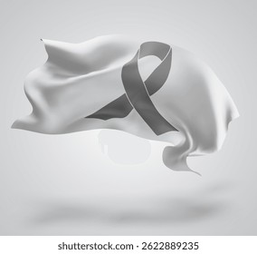 Cinta, bandera 3d del Vector con las olas en un fondo blanco