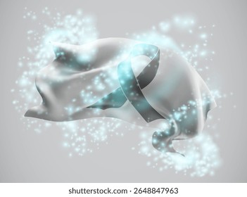 Ribbon, vector 3d flag in whirlwind of magical radiance