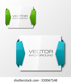 Ribbon vector banner. The original form as two form, overlapping. The flat image. Advertising Design shape. Vector label tag.