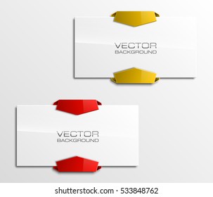 Ribbon vector banner. The original form as two form, overlapping. The flat image. Advertising Design shape. Vector label tag.