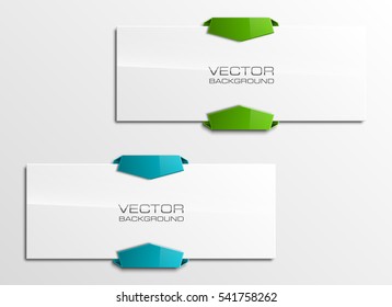 Ribbon vector banner. The original form as two form, overlapping. The flat image. Advertising Design shape. Vector label tag.