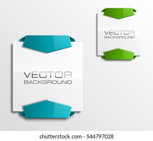 Ribbon vector banner. The original form as two form, overlapping. The flat image. Advertising Design shape. Vector label tag.