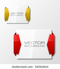 Ribbon vector banner. The original form as two form, overlapping. The flat image. Advertising Design shape. Vector label tag.