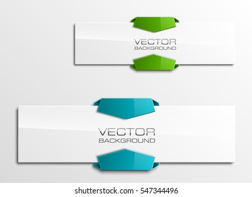 Ribbon vector banner. The original form as two form, overlapping. The flat image. Advertising Design shape. Vector label tag.