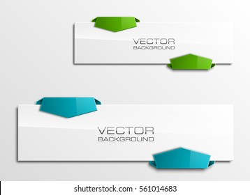 Ribbon vector banner. The original form as two form, overlapping. The flat image. Advertising Design shape. Vector label tag.