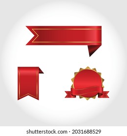 
Ribbon vector banner, vector red and gold banner. illustration for your design