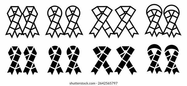 Faixa de Opções. Coleção de vetor de ilustrações de ícone da faixa de opções. Design de ícone preto.