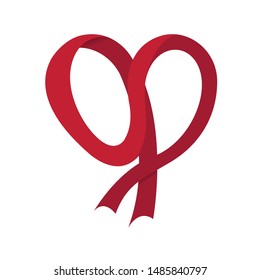 Ribbon vector form a shape of heart . Design shape of heart vector design for valentine day or to give to someone love