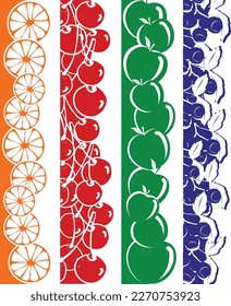 Frutos vectoriales y bayas de cinta de opciones como adorno para etiquetas u otros diseños