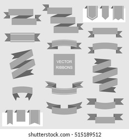 Ribbon vector icon set. Banner isolated shapes illustration of gift and accessory. Christmas sticker and decoration for app and web. Label, badge and borders collection.
