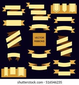 Ribbon vector icon set. Banner isolated shapes illustration of gift and accessory. Christmas sticker and decoration for app and web. Label, badge and borders collection.