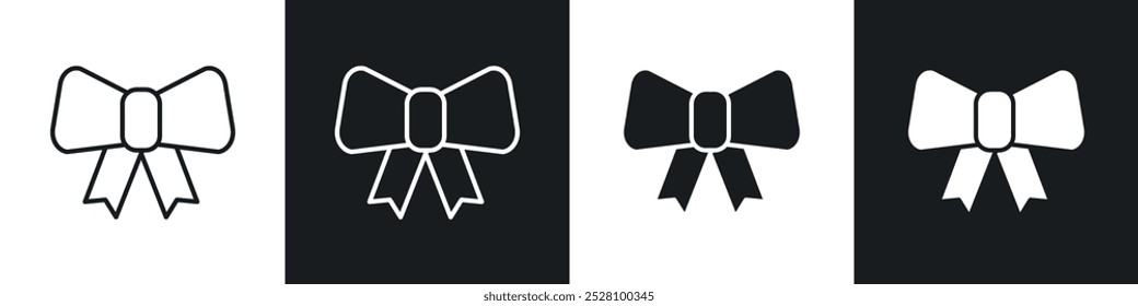 Ribbon vector icon set in black and white