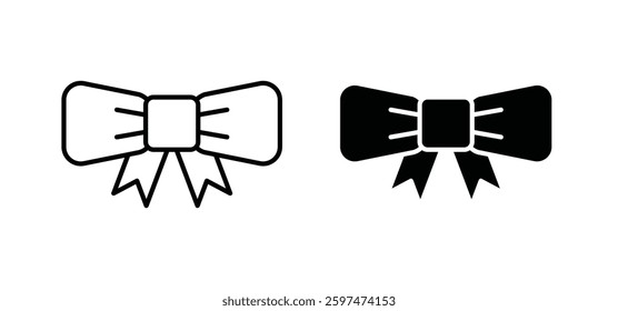 Ribbon vector icon set black filled and outlined style.