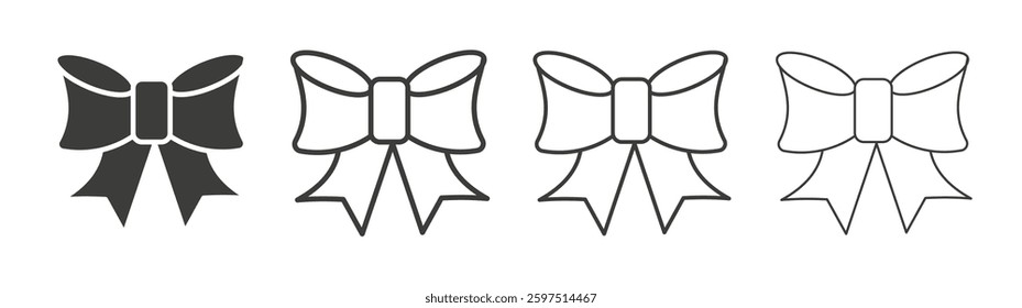 Ribbon vector icon set in black and white color.