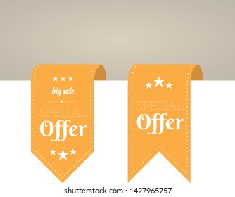 Ribbon vector icon set. Collection of ribbons isolated on transparent background. Offer, super offer, big sale