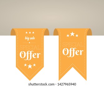 Ribbon vector icon set. Collection of ribbons isolated on transparent background. Offer, super offer, big sale