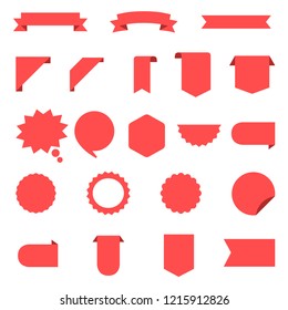Ribbon vector icon set on white background. Banner isolated shapes illustration of gift and accessory. Christmas sticker and decoration for app and web. Label, badge and borders collection.