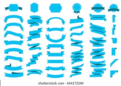 Ribbon vector icon set on white background. Banner isolated shapes illustration of gift and accessory. Christmas sticker and decoration for app and web. Label, badge and borders collection.