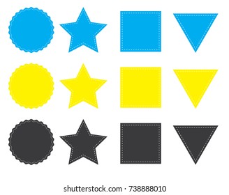 Ribbon vector icon set red color on black background. Banner isolated shapes illustration of gift and accessory. Christmas sticker and decoration for app and web. Label, badge and borders collection.