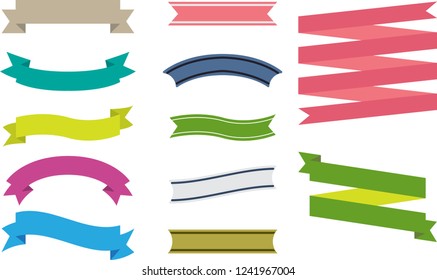 Ribbon vector icon set wih background. Banner isolated shapes illustration of gift and accessory.  Label, badge and borders collection.