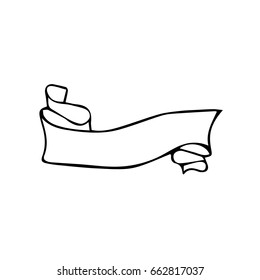 Ribbon vector illustration. Doodle style. Design icon, print, logo, poster, symbol, decor, textile, paper, card. 
