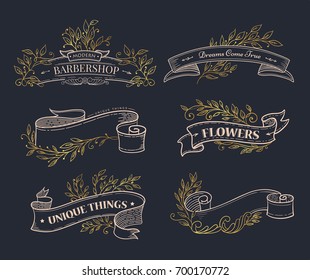 Ribbon vector illustration with laurel leaf. Award, background, template element.