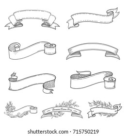 Ribbon vector illustration with laurel leaf. Award, background, template element