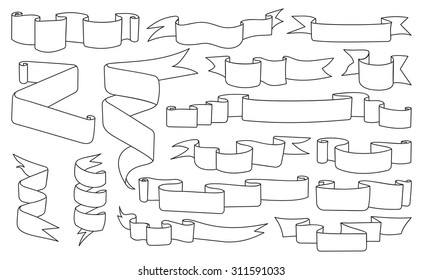 Ribbon vector illustration set