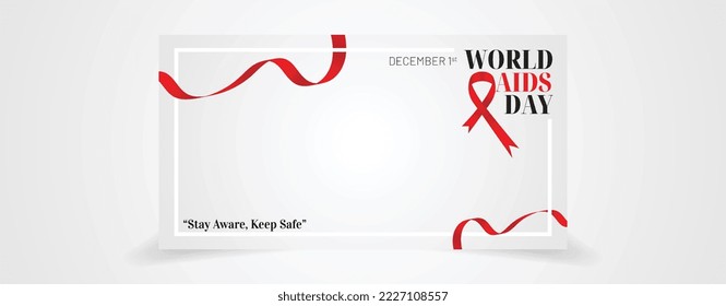 ribbon vector illustration world aids day awareness. banner design website social media cover campaign