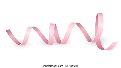 Ribbon vector realistic illustration. Soft pink color design template