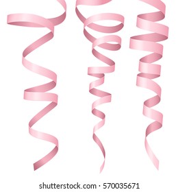 Ribbon vector realistic illustration. Soft pink color design template