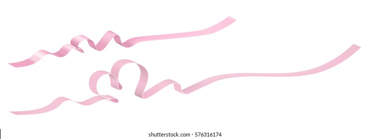 Ribbon vector realistic illustration. Soft pink color design template