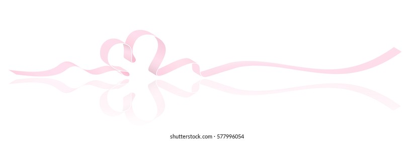 Ribbon vector realistic illustration. Soft pink color design template