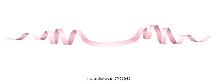 Ribbon vector realistic illustration. Soft pink color design template