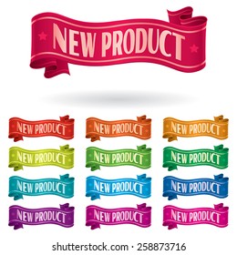 Ribbon vector set various colors 