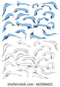 Ribbon vintage banners. Hand drawn vector  illustration
