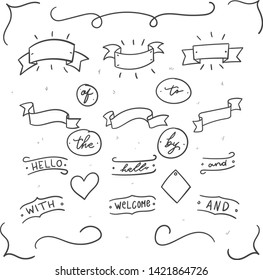 Ribbon Vintage Doodle vector made by hand, can be used for wedding element, decorative graphic design, and many more