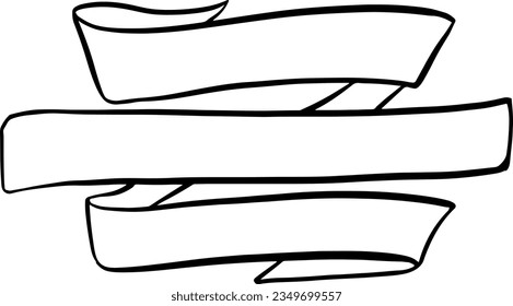 Ribbon vintage line art banner.