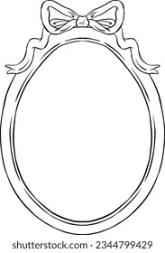 Ribbon vintage line art frame. Baroque wedding crest frame.