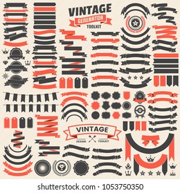 Ribbon Vintage Vector Logo for banner, poster, flyer