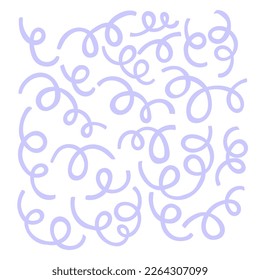 Ribbon violet serpentine background. Hand drawn elements. Vector illustration, flat design