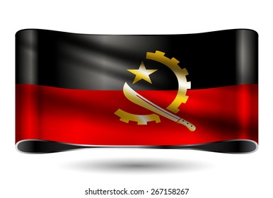 Ribbon waving flag of Angola. Vector illustration.